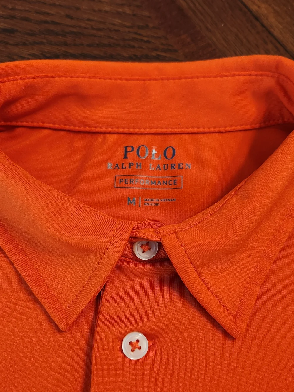 Polo Ralph Lauren Performance Short-Sleeve Shirt Men's Size Med Orange Blue Pony